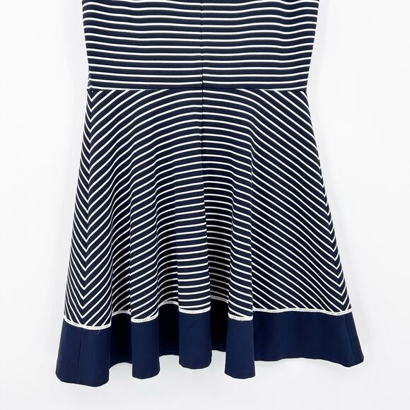 Kate Spade New York Striped Ponte Fit Flare Dress Blue White Striped Womens 10 - Picture 10 of 11